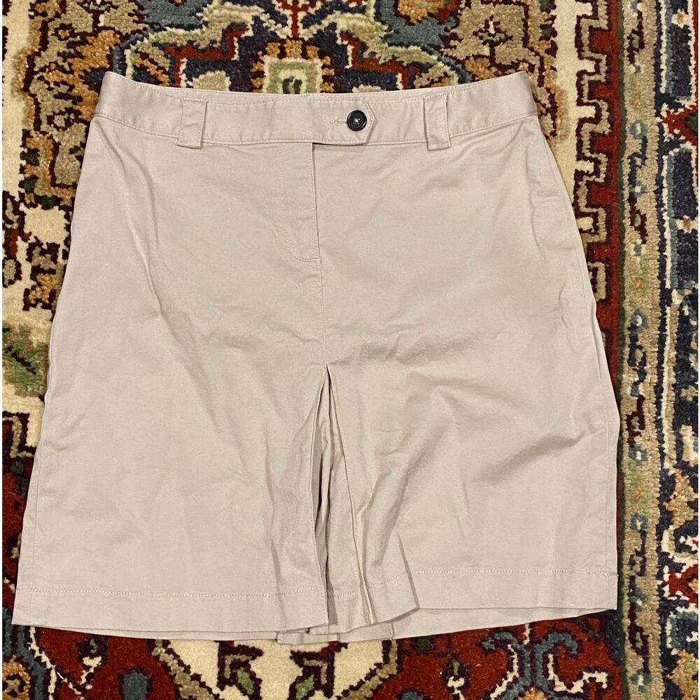 Brooks Brothers 4 Khaki Center‎ Pleat Heavy Twill Skirt FLAWLESS